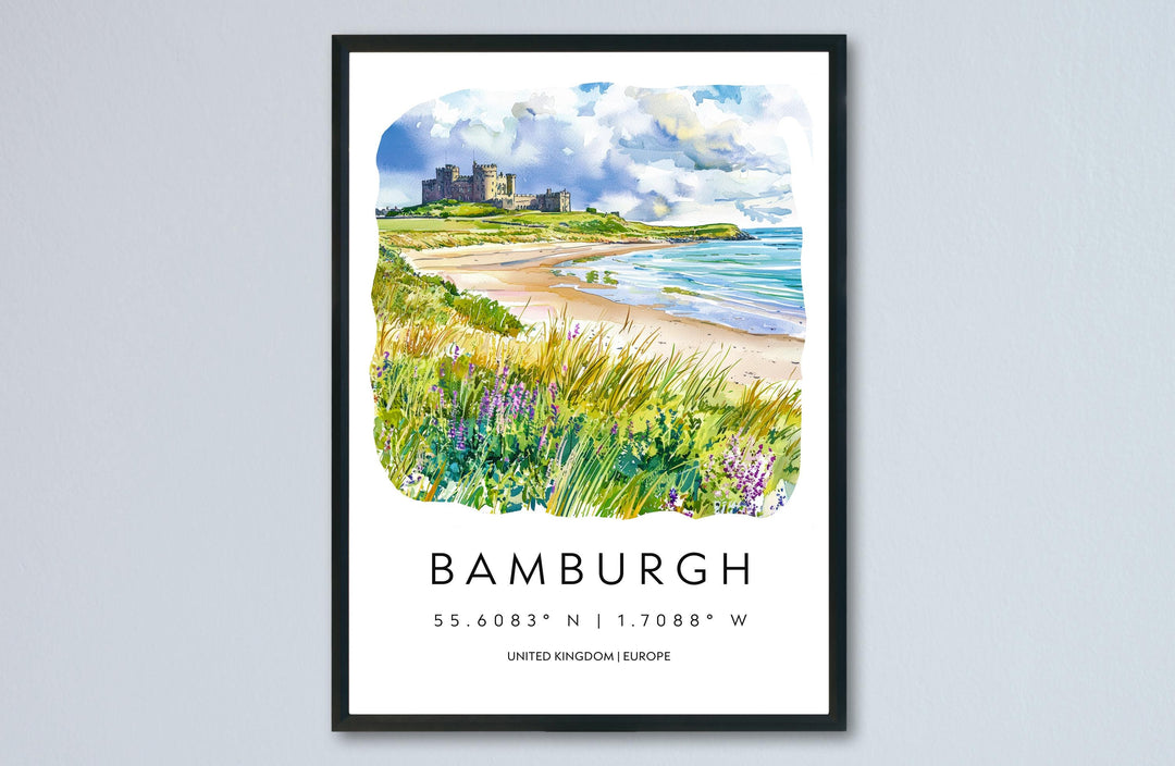 Bamburgh Watercolor Poster Wall Art Bamburgh Wall Hanging Home Décor Bamburgh Gift Art Lovers United Kingdom Wall Art