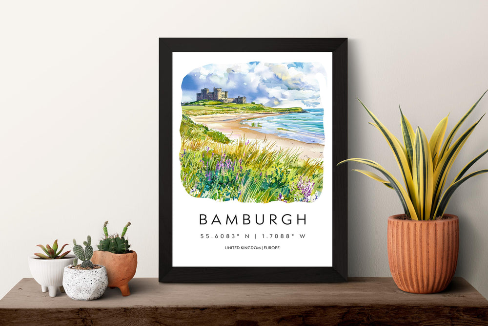 Bamburgh Watercolor Poster Wall Art Bamburgh Wall Hanging Home Décor Bamburgh Gift Art Lovers United Kingdom Wall Art