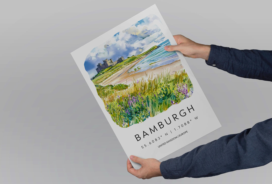 Bamburgh Watercolor Poster Wall Art Bamburgh Wall Hanging Home Décor Bamburgh Gift Art Lovers United Kingdom Wall Art