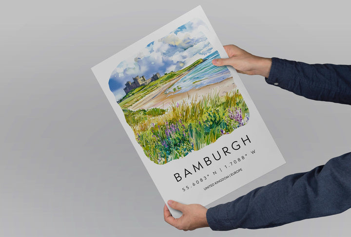 Bamburgh Watercolor Poster Wall Art Bamburgh Wall Hanging Home Décor Bamburgh Gift Art Lovers United Kingdom Wall Art