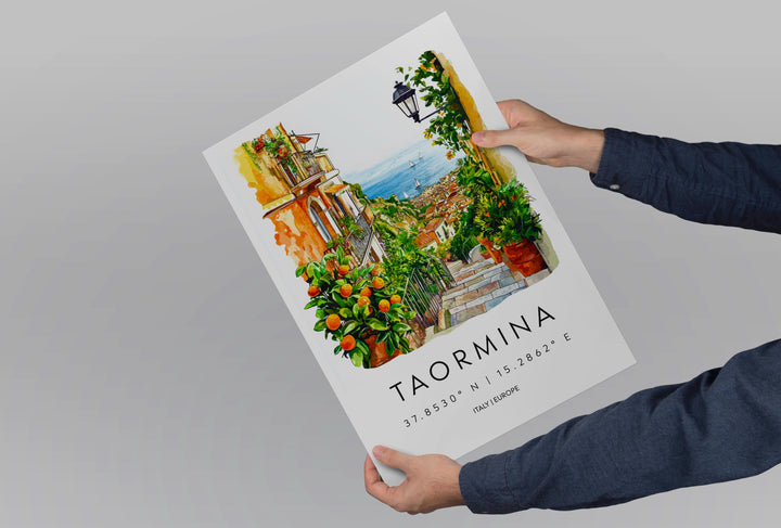 Taormina Watercolor Poster Wall Art Taormina Wall Hanging Home Décor Taormina Gift Art Lovers Italy Wall Art