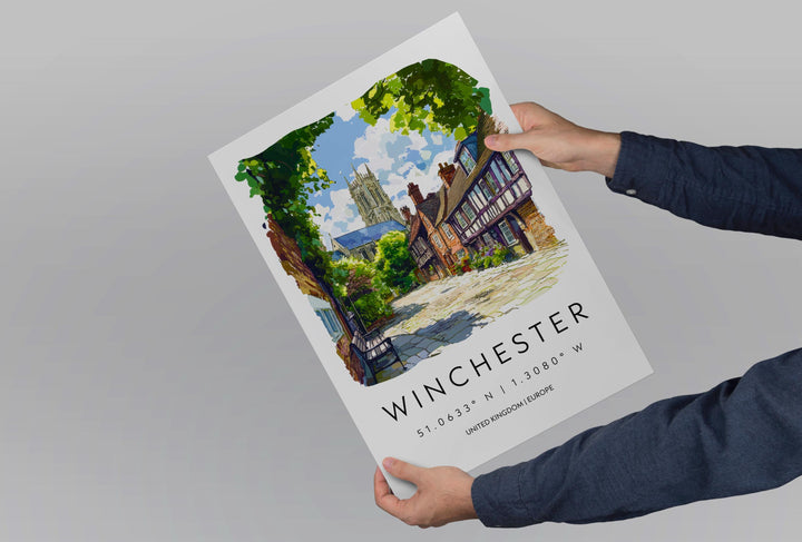 Winchester Watercolor Poster Wall Art Winchester Wall Hanging Home Décor Winchester Gift Art Lovers United Kingdom Wall Art