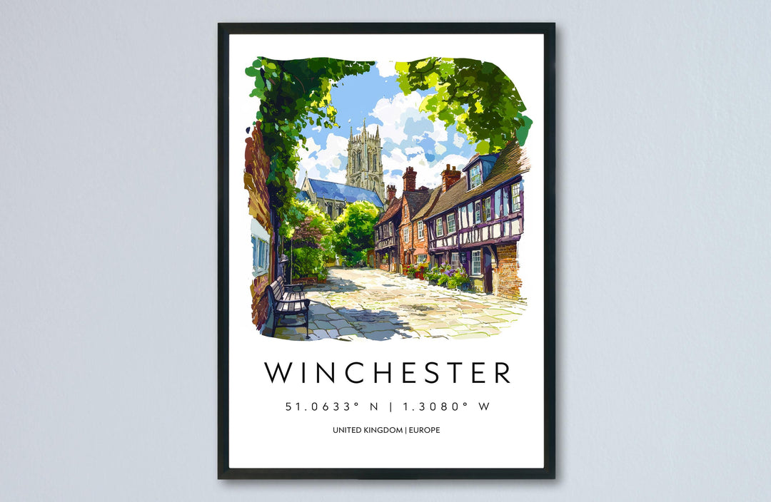 Winchester Watercolor Poster Wall Art Winchester Wall Hanging Home Décor Winchester Gift Art Lovers United Kingdom Wall Art