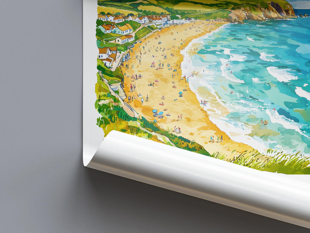 Woolacombe Watercolor Poster Wall Art Woolacombe Wall Hanging Home Décor Woolacombe Gift Art Lovers United Kingdom Wall Art