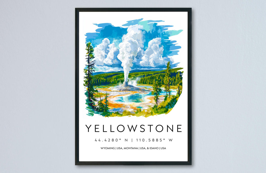 Yellowstone Watercolor Poster Wall Art Yellowstone Wall Hanging Home Décor Yellowstone Gift Art Lovers United States Wall Art