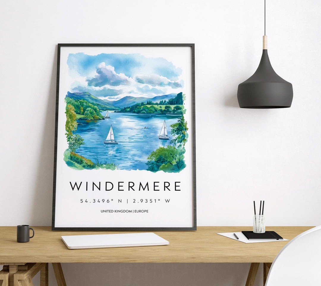 Windermere Watercolor Poster Wall Art Windermere Wall Hanging Home Décor Windermere Gift Art Lovers United Kingdom Wall Art