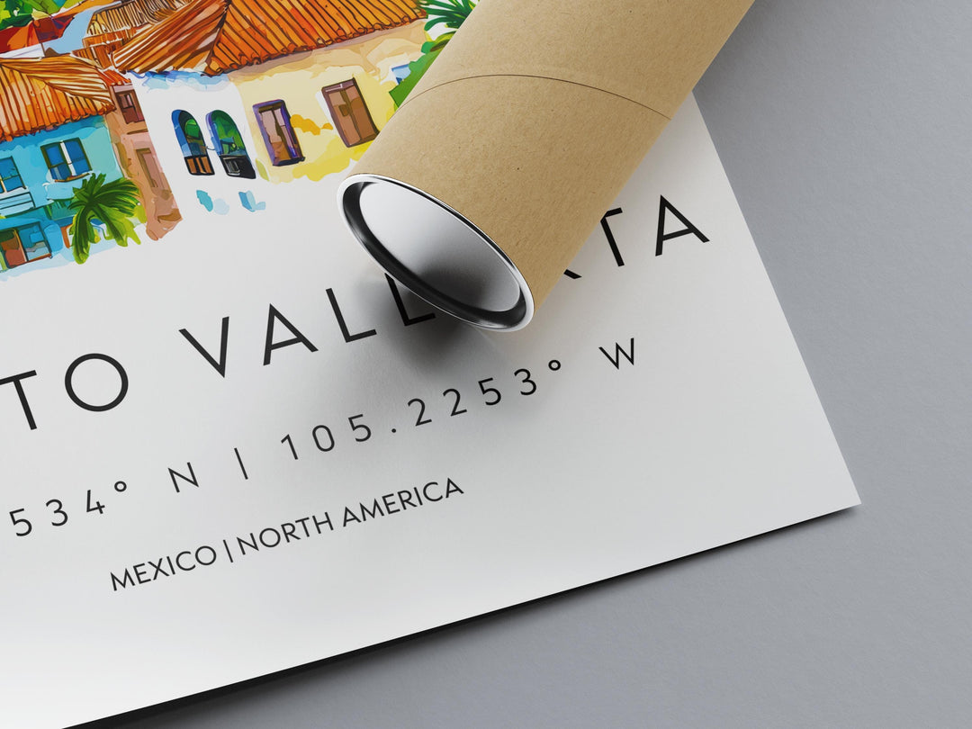 Puerto Vallarta Watercolor Poster Wall Art Puerto Vallarta Wall Hanging Home Décor Puerto Vallarta Gift Art Lovers Mexico Wall Art