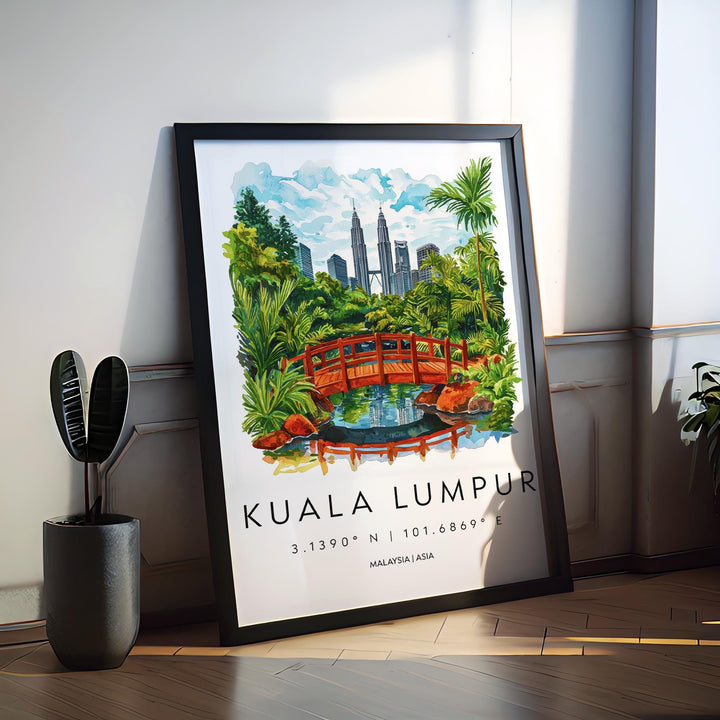 Kuala Lumpur Watercolor Poster Wall Art Kuala Lumpur Wall Hanging Home Décor Kuala Lumpur Gift Art Lovers Malaysia Wall Art