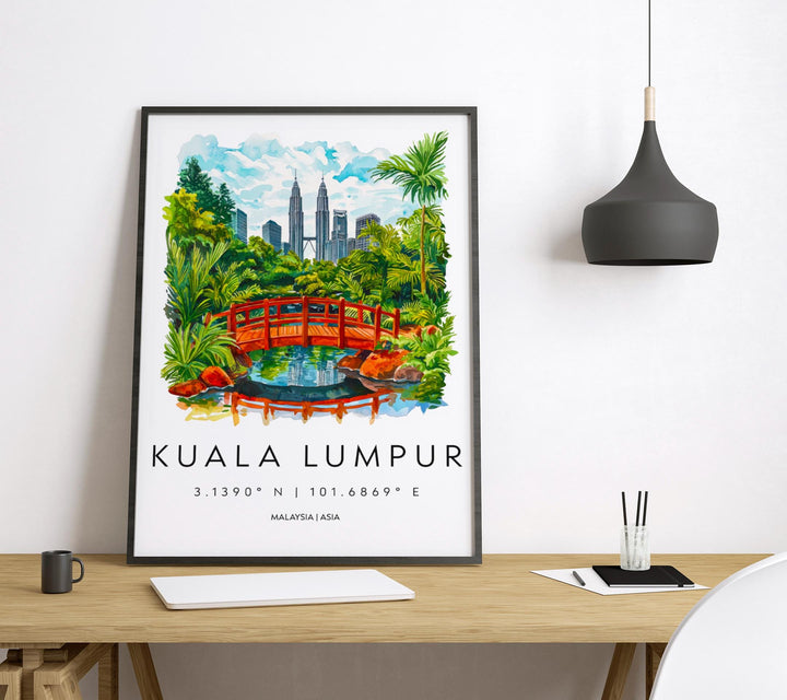 Kuala Lumpur Watercolor Poster Wall Art Kuala Lumpur Wall Hanging Home Décor Kuala Lumpur Gift Art Lovers Malaysia Wall Art