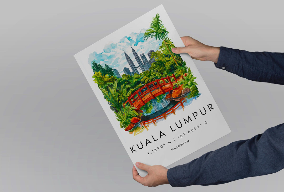 Kuala Lumpur Watercolor Poster Wall Art Kuala Lumpur Wall Hanging Home Décor Kuala Lumpur Gift Art Lovers Malaysia Wall Art