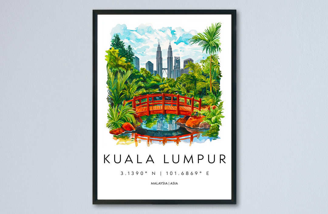Kuala Lumpur Watercolor Poster Wall Art Kuala Lumpur Wall Hanging Home Décor Kuala Lumpur Gift Art Lovers Malaysia Wall Art