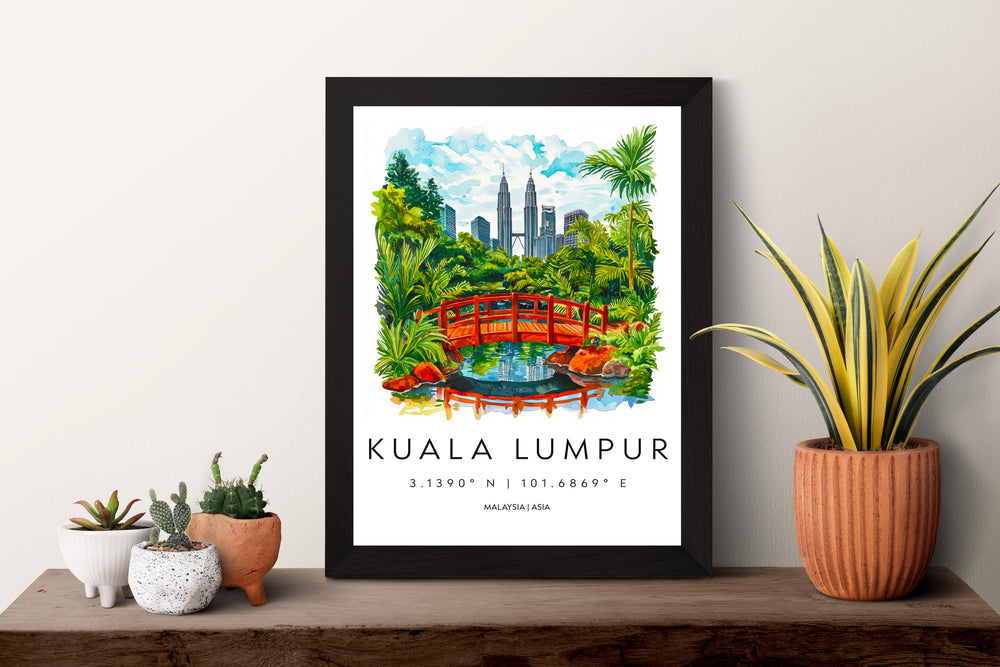 Kuala Lumpur Watercolor Poster Wall Art Kuala Lumpur Wall Hanging Home Décor Kuala Lumpur Gift Art Lovers Malaysia Wall Art