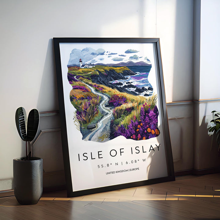 Isle of Islay Watercolor Poster Wall Art Isle of Islay Wall Hanging Home Décor Isle of Islay Gift Art Lovers Scotland Wall Art