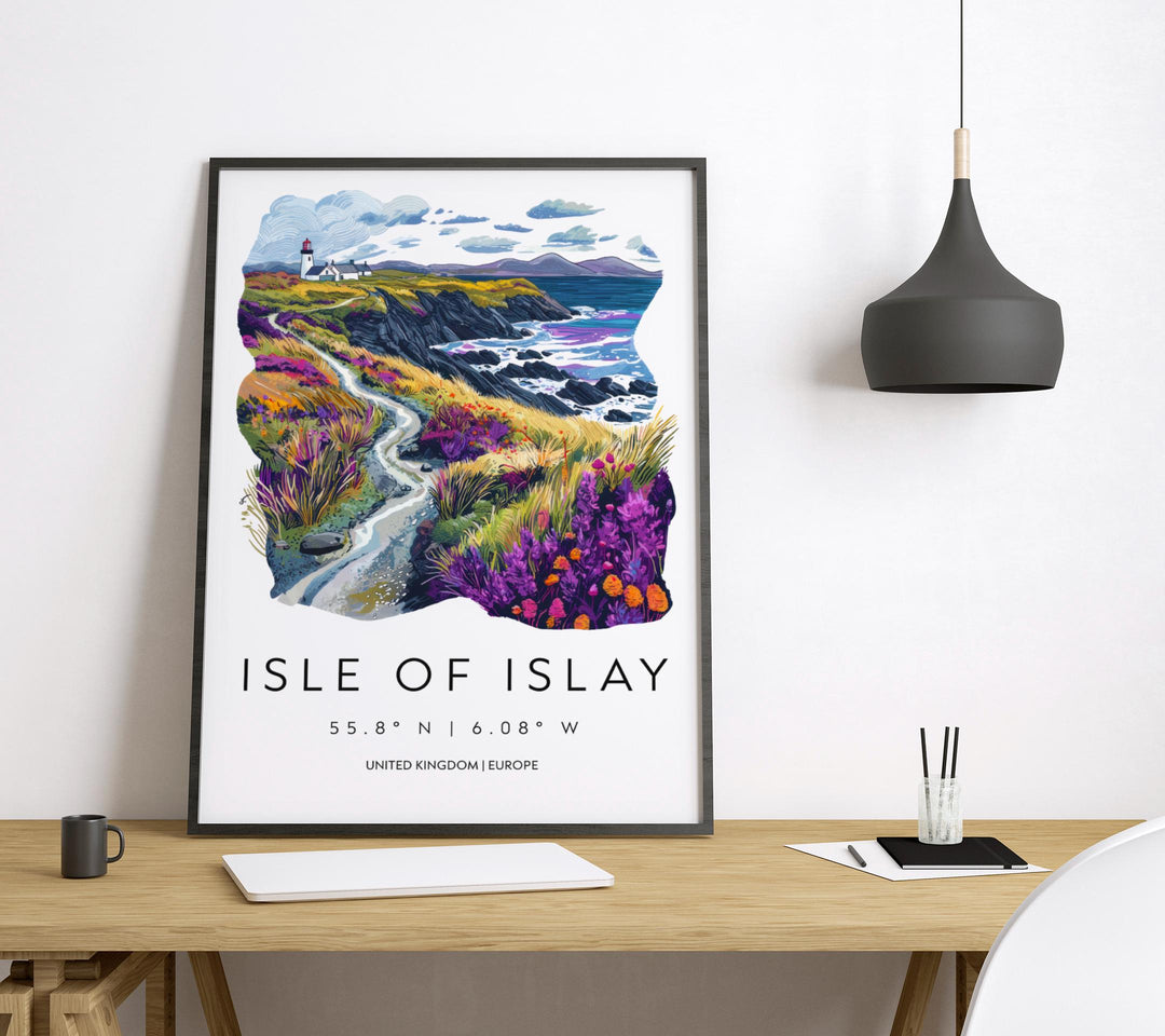 Isle of Islay Watercolor Poster Wall Art Isle of Islay Wall Hanging Home Décor Isle of Islay Gift Art Lovers Scotland Wall Art