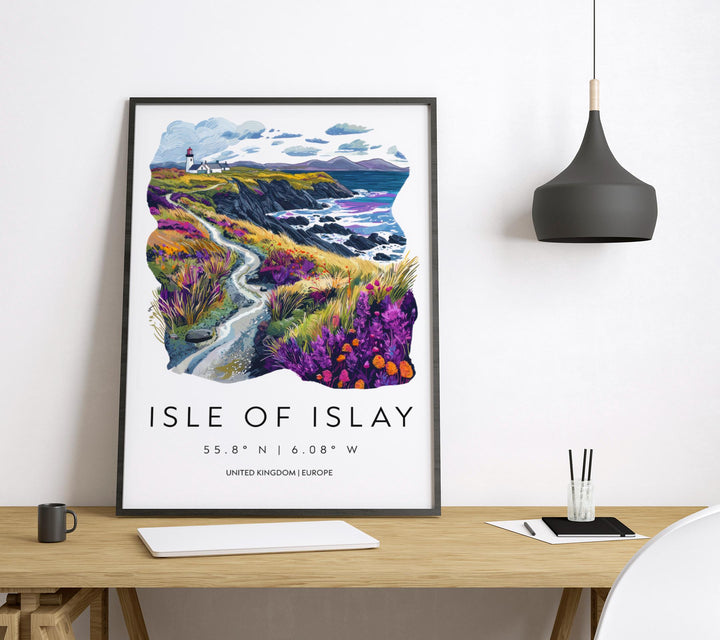 Isle of Islay Watercolor Poster Wall Art Isle of Islay Wall Hanging Home Décor Isle of Islay Gift Art Lovers Scotland Wall Art