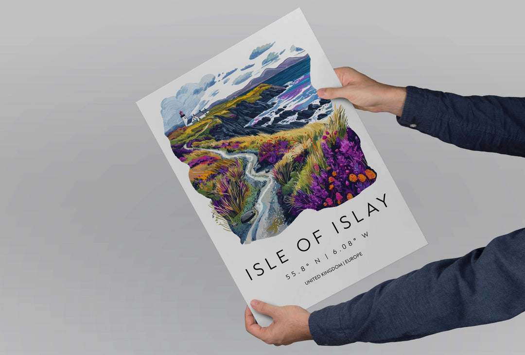 Isle of Islay Watercolor Poster Wall Art Isle of Islay Wall Hanging Home Décor Isle of Islay Gift Art Lovers Scotland Wall Art