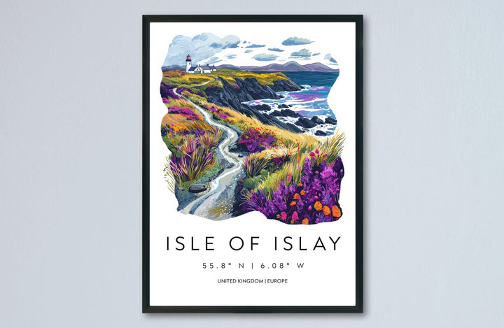 Isle of Islay Watercolor Poster Wall Art Isle of Islay Wall Hanging Home Décor Isle of Islay Gift Art Lovers Scotland Wall Art