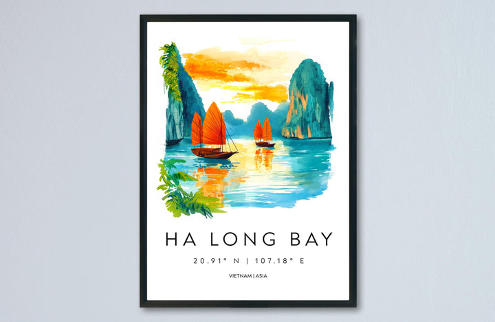 Ha Long Bay Watercolor Poster Wall Art Ha Long Bay Wall Hanging Home Décor Ha Long Bay Gift Art Lovers Vietnam Wall Art