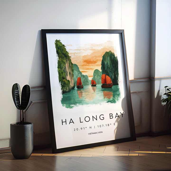 Ha Long Bay Watercolor Poster Wall Art Ha Long Bay Wall Hanging Home Décor Ha Long Bay Gift Art Lovers Vietnam Wall Art