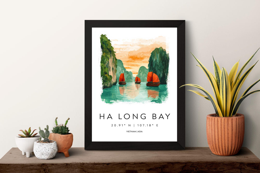 Ha Long Bay Watercolor Poster Wall Art Ha Long Bay Wall Hanging Home Décor Ha Long Bay Gift Art Lovers Vietnam Wall Art