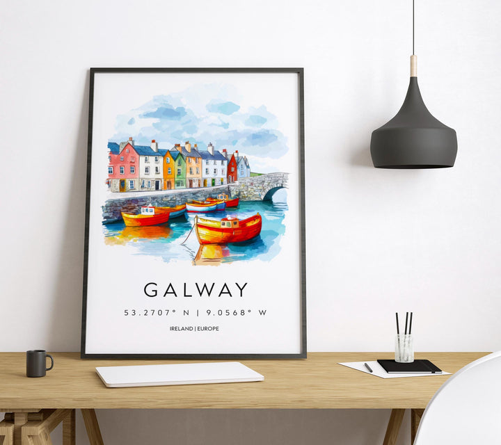 Galway Watercolor Poster Wall Art Galway Wall Hanging Home Décor Galway Gift Art Lovers Ireland Wall Art
