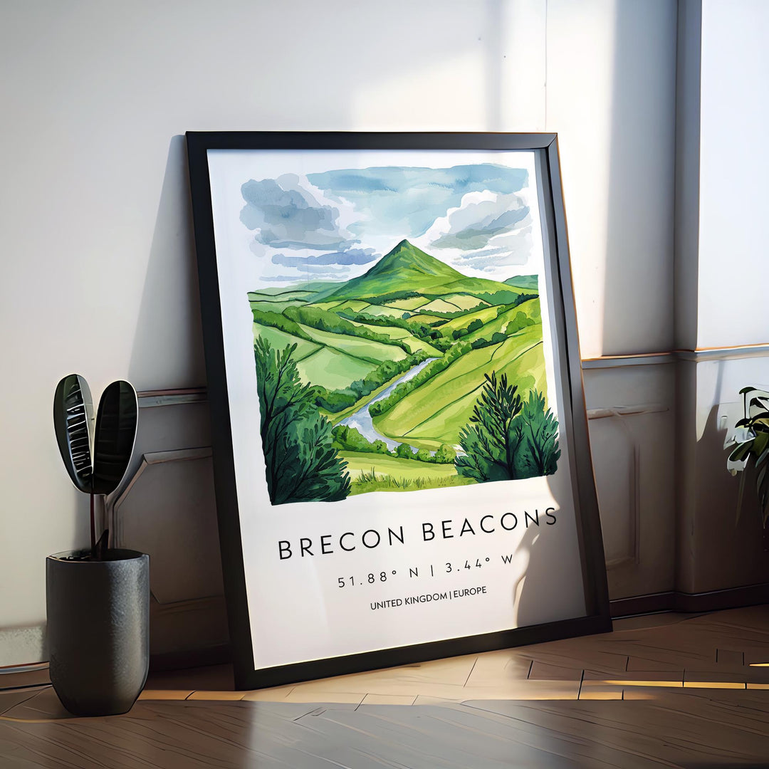 Brecon Beacons Watercolor Poster Wall Art Brecon Beacons Wall Hanging Home Décor Brecon Beacons Gift Art Lovers United Kingdom Wall Art