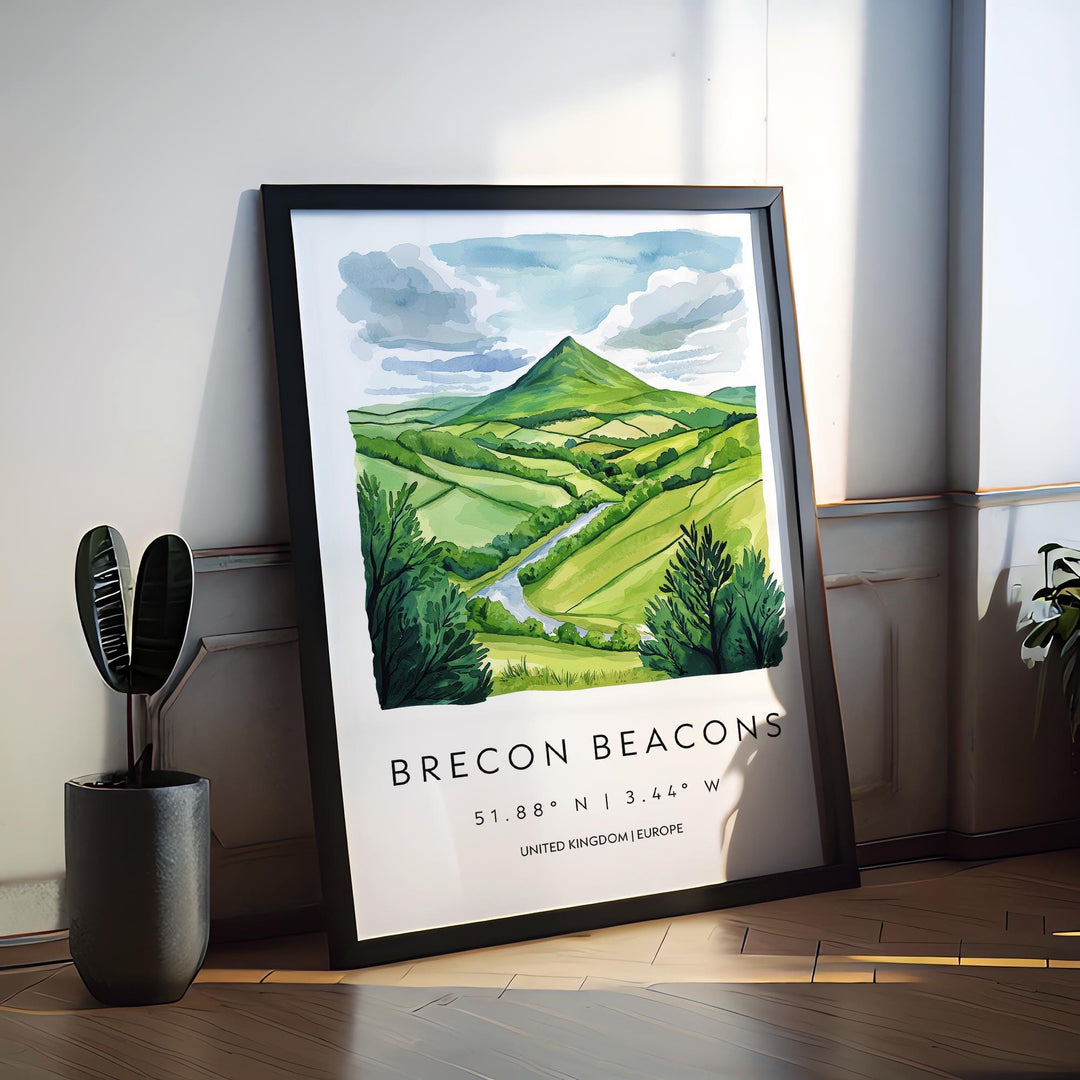 Brecon Beacons Watercolor Poster Wall Art Brecon Beacons Wall Hanging Home Décor Brecon Beacons Gift Art Lovers United Kingdom Wall Art