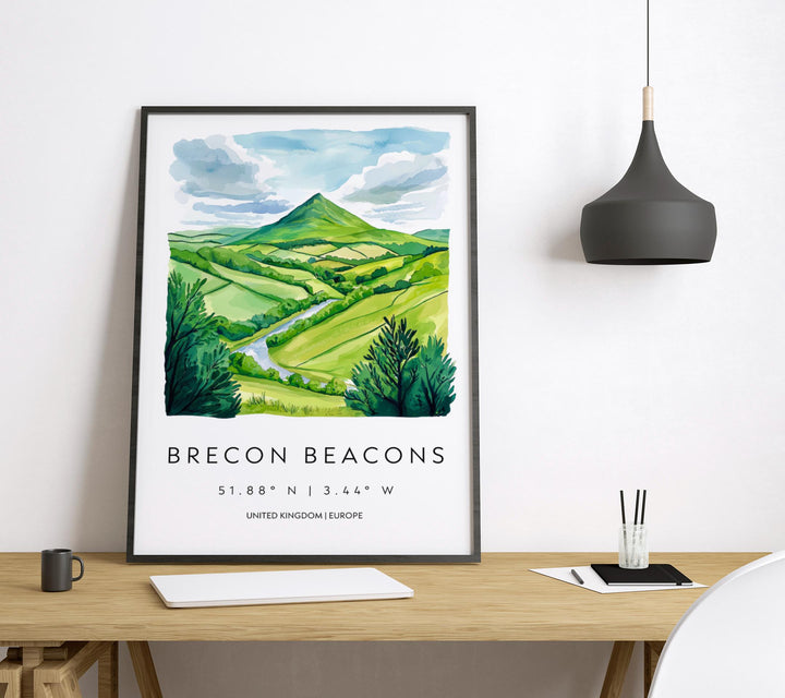Brecon Beacons Watercolor Poster Wall Art Brecon Beacons Wall Hanging Home Décor Brecon Beacons Gift Art Lovers United Kingdom Wall Art
