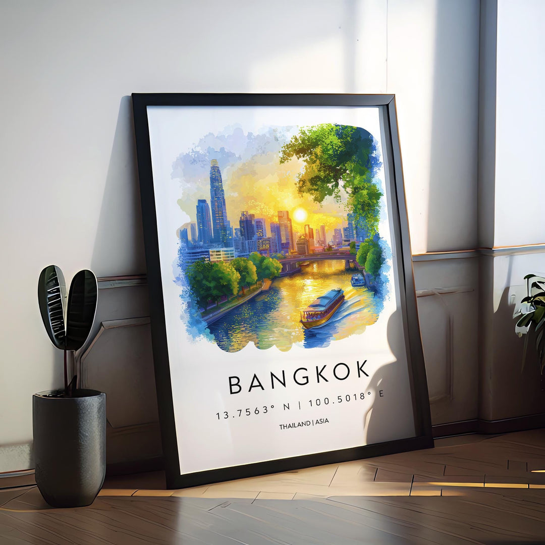 Bangkok watercolor poster Wall Art Bangkok Wall Hanging Home Décor Bangkok Gift Art Lovers Thailand Art Lover Gift