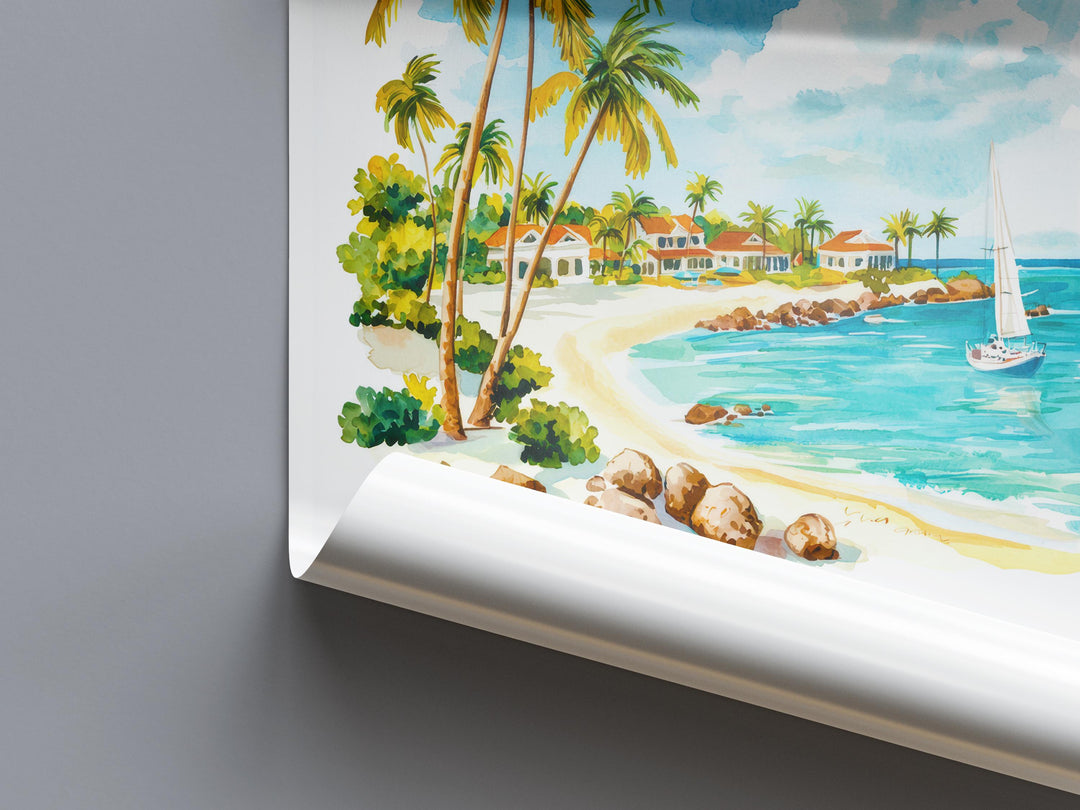 Aruba Watercolor Poster Wall Art Aruba Wall Hanging Home Décor Aruba Gift Art Lovers Caribbean Wall Art