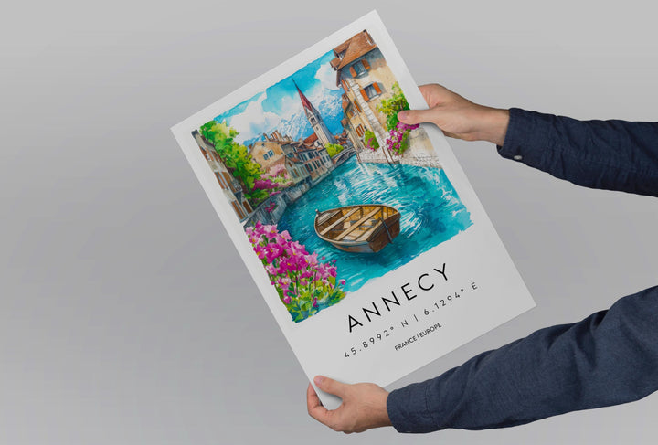 Annecy Watercolor Poster Wall Art Annecy Wall Hanging Home Décor Annecy Gift Art Lovers France Wall Art