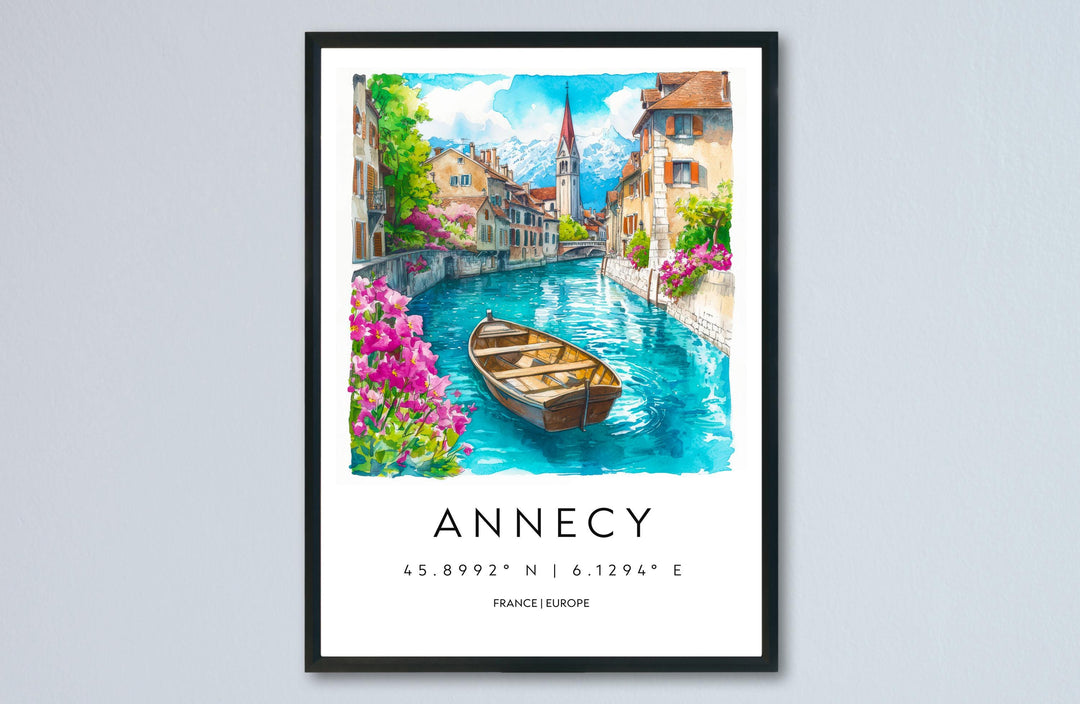 Annecy Watercolor Poster Wall Art Annecy Wall Hanging Home Décor Annecy Gift Art Lovers France Wall Art