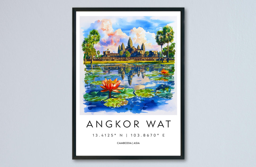 Angkor Wat Watercolor Poster Wall Art Angkor Wat Wall Hanging Home Décor Angkor Wat Gift Art Lovers Cambodia Wall Art