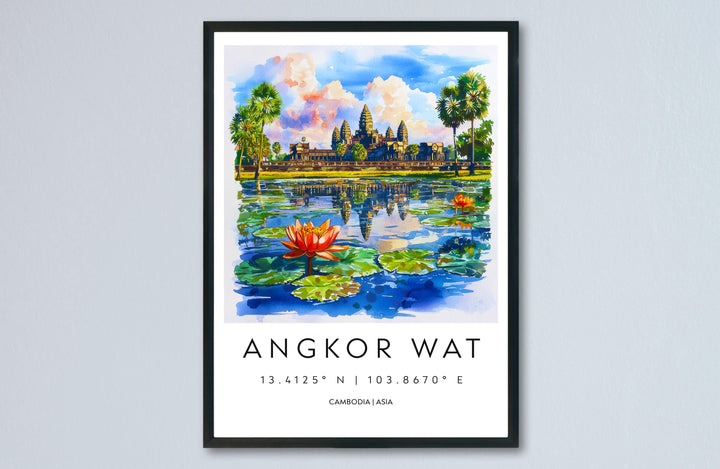 Angkor Wat Watercolor Poster Wall Art Angkor Wat Wall Hanging Home Décor Angkor Wat Gift Art Lovers Cambodia Wall Art