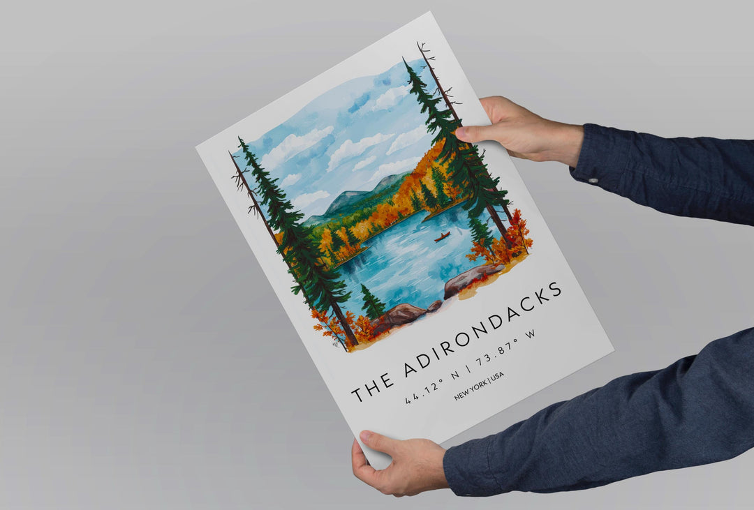 Adirondacks Watercolor Poster Wall Art Adirondacks Wall Hanging Home Décor Adirondacks Gift Art Lovers United States Wall Art