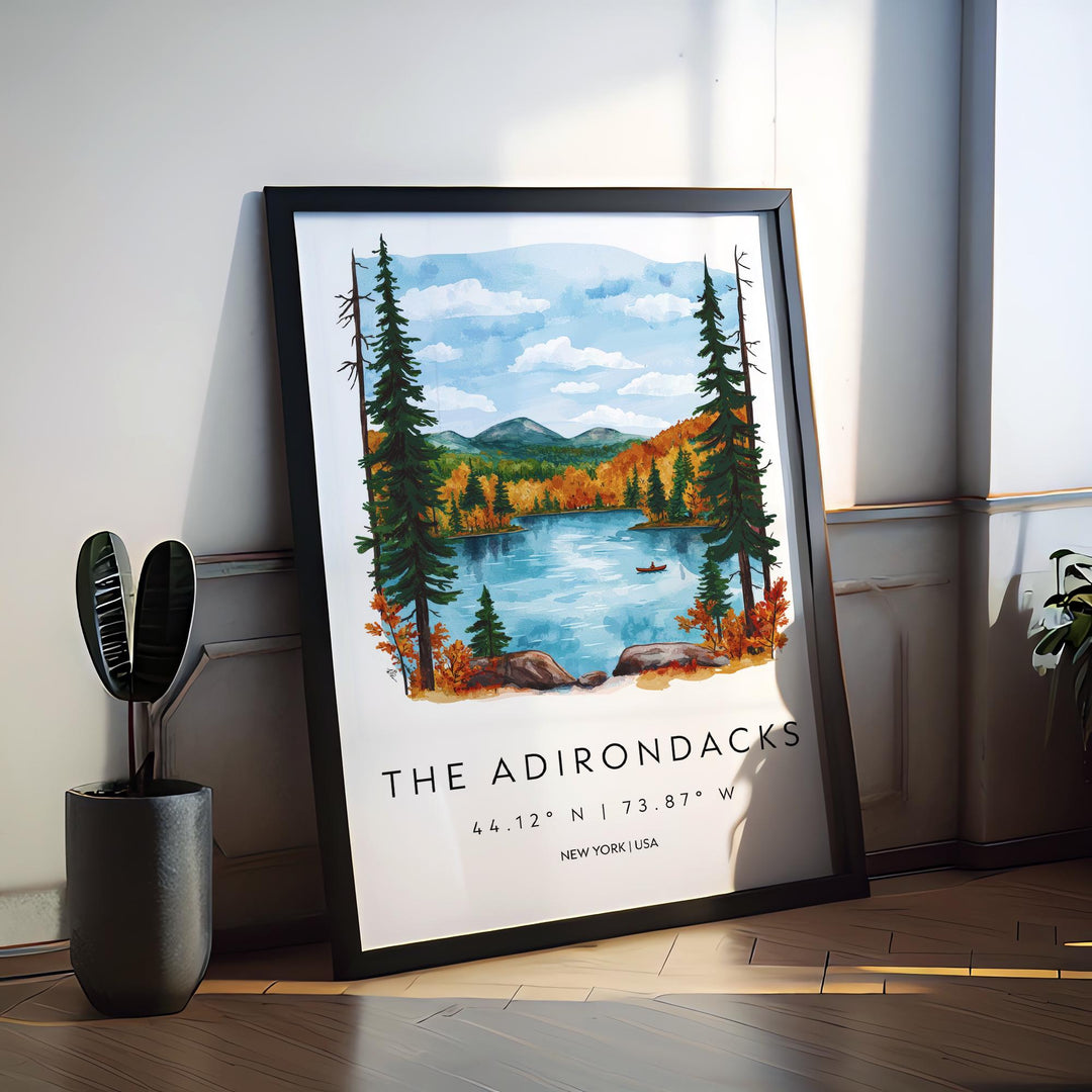 Adirondacks Watercolor Poster Wall Art Adirondacks Wall Hanging Home Décor Adirondacks Gift Art Lovers United States Wall Art