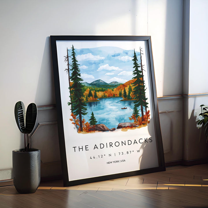 Adirondacks Watercolor Poster Wall Art Adirondacks Wall Hanging Home Décor Adirondacks Gift Art Lovers United States Wall Art