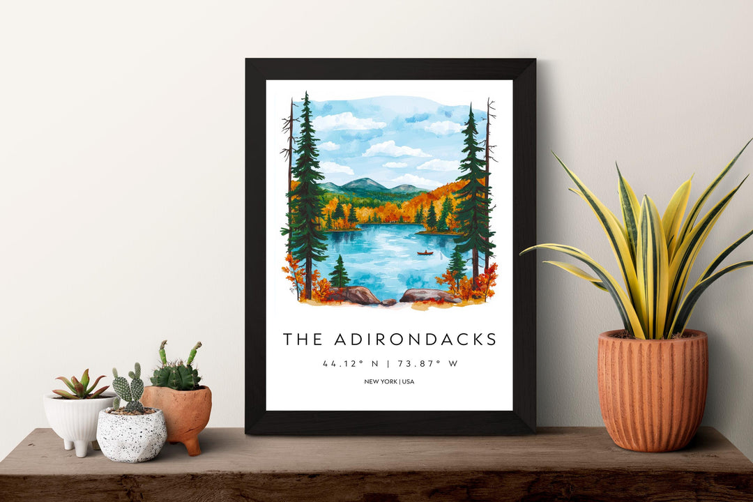 Adirondacks Watercolor Poster Wall Art Adirondacks Wall Hanging Home Décor Adirondacks Gift Art Lovers United States Wall Art