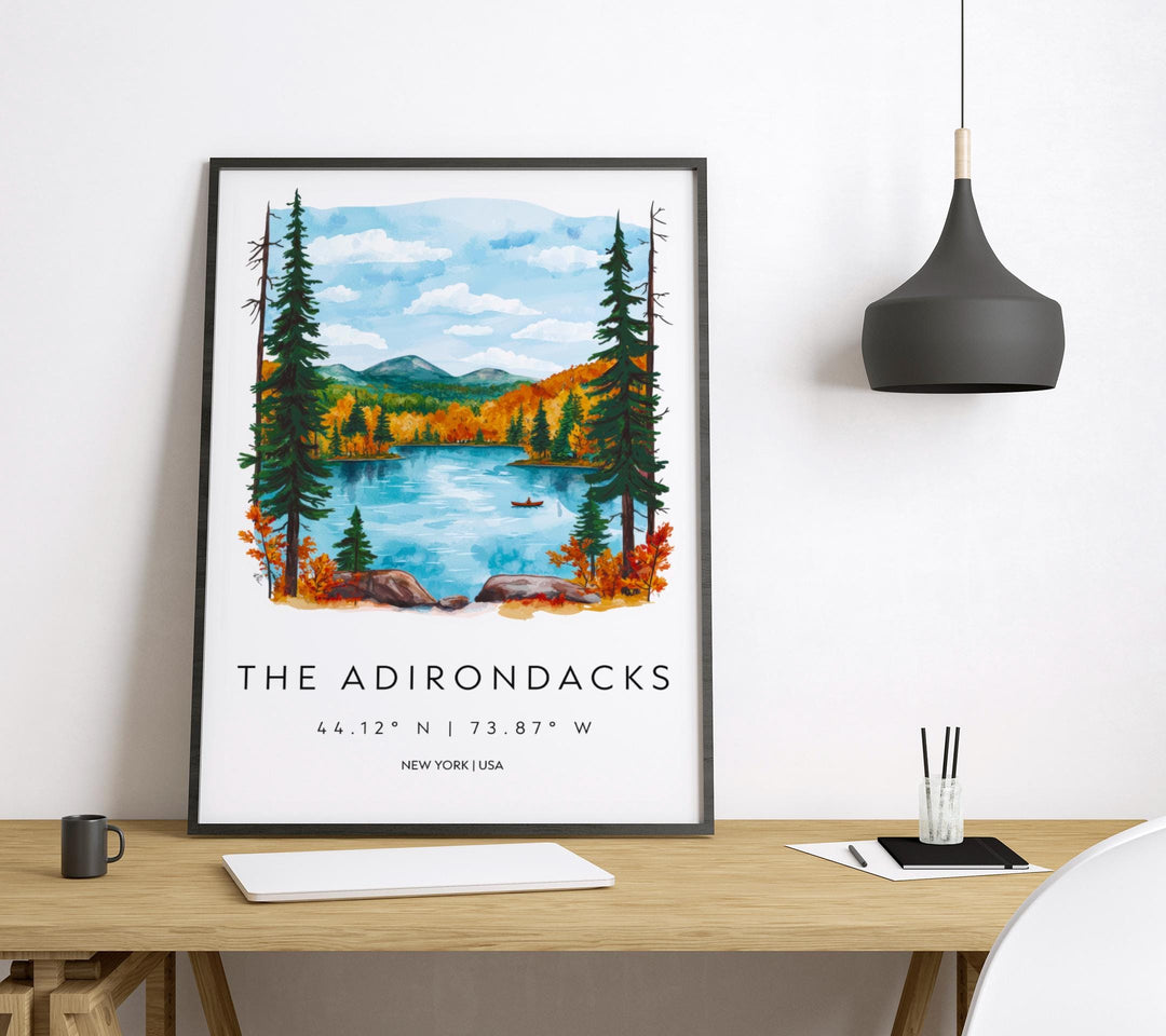Adirondacks Watercolor Poster Wall Art Adirondacks Wall Hanging Home Décor Adirondacks Gift Art Lovers United States Wall Art