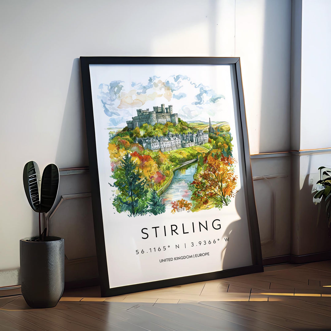 Stirling Watercolor Poster Wall Art Stirling Wall Hanging Home Décor Stirling Gift Art Lovers Scotland Wall Art