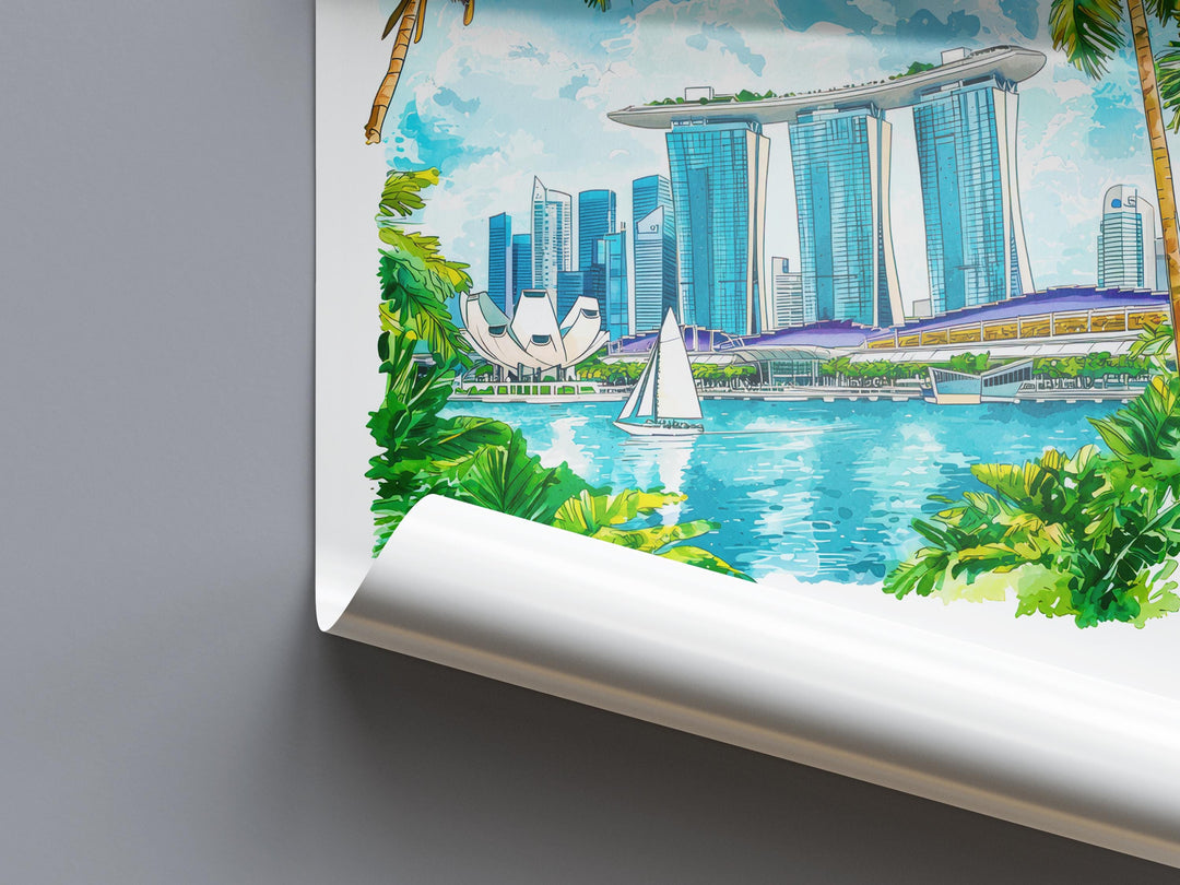 Singapore Watercolor Poster Wall Art Singapore Wall Hanging Home Décor Singapore Gift Art Lovers Singapore Wall Art