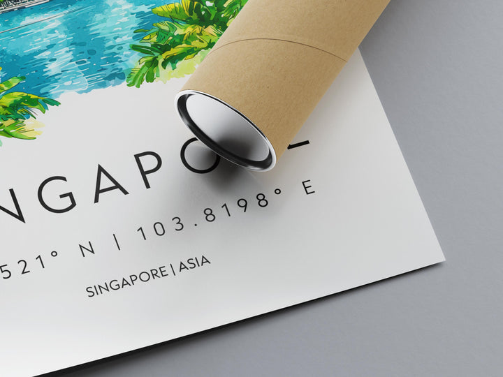 Singapore Watercolor Poster Wall Art Singapore Wall Hanging Home Décor Singapore Gift Art Lovers Singapore Wall Art