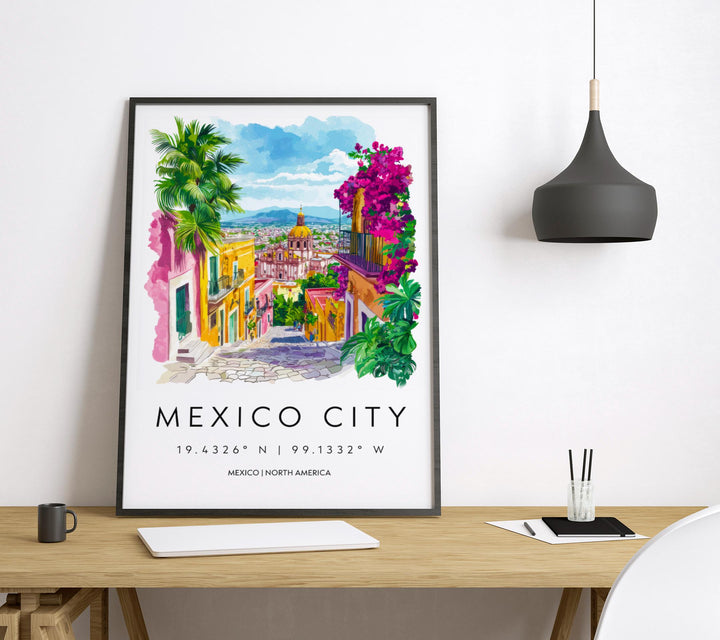 Mexico City Watercolor Poster Wall Art Mexico City Wall Hanging Home Décor Mexico City Gift Art Lovers Mexico Wall Art