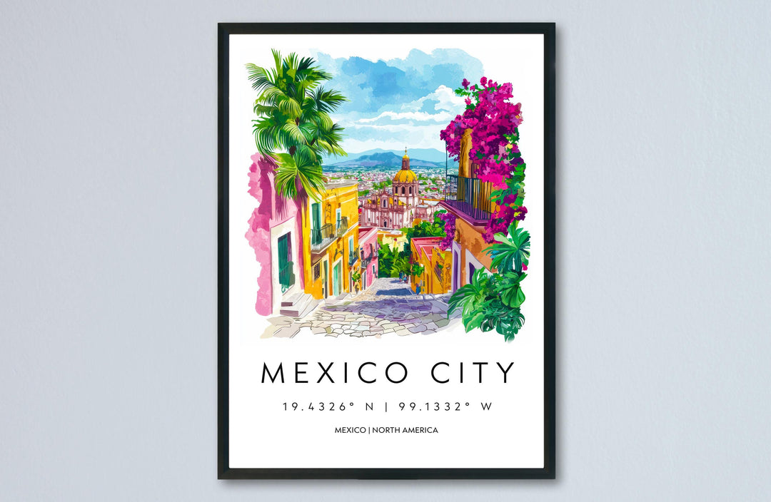 Mexico City Watercolor Poster Wall Art Mexico City Wall Hanging Home Décor Mexico City Gift Art Lovers Mexico Wall Art