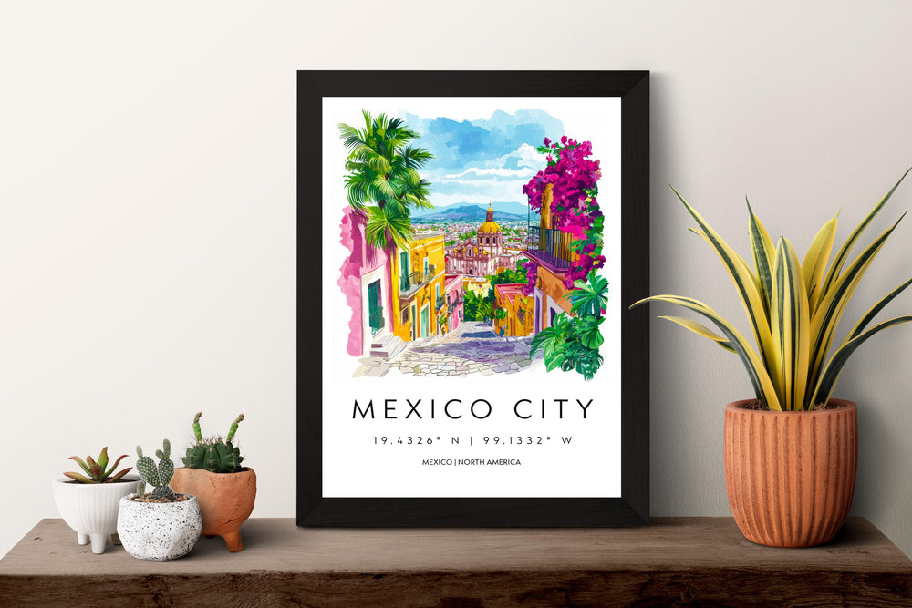Mexico City Watercolor Poster Wall Art Mexico City Wall Hanging Home Décor Mexico City Gift Art Lovers Mexico Wall Art