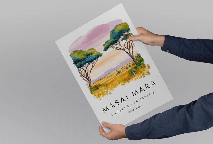Masai Mara Watercolor Poster Wall Art Masai Mara Wall Hanging Home Décor Masai Mara Gift Art Lovers Kenya Wall Art