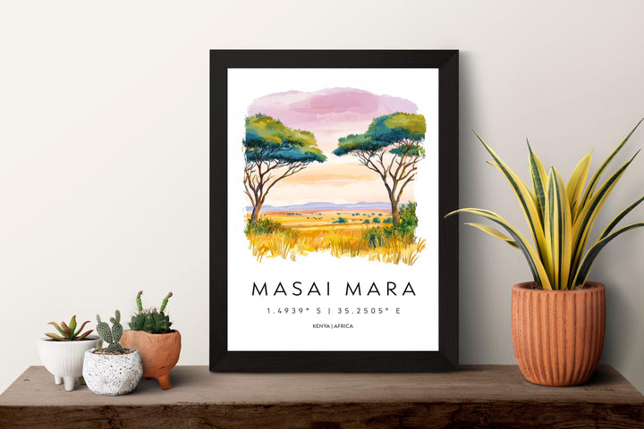 Masai Mara Watercolor Poster Wall Art Masai Mara Wall Hanging Home Décor Masai Mara Gift Art Lovers Kenya Wall Art