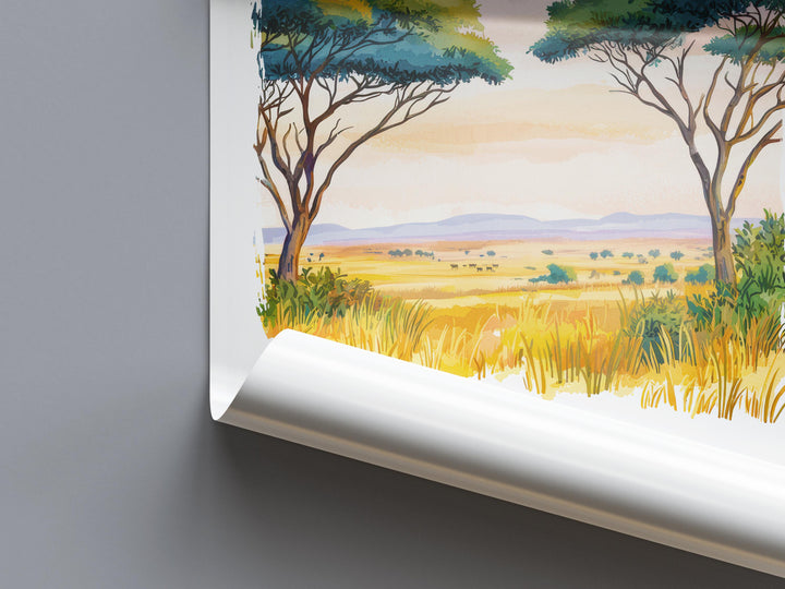 Masai Mara Watercolor Poster Wall Art Masai Mara Wall Hanging Home Décor Masai Mara Gift Art Lovers Kenya Wall Art