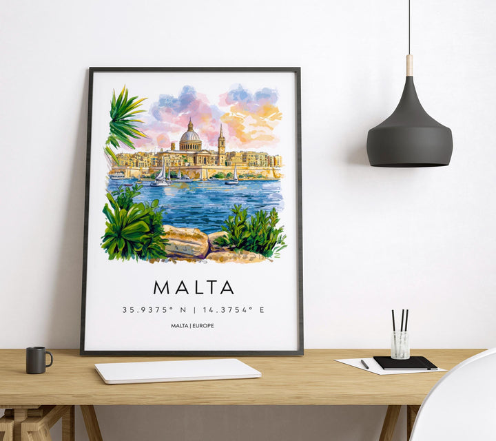 Malta Watercolor Poster Wall Art Malta Wall Hanging Home Décor Malta Gift Art Lovers Malta Wall Art