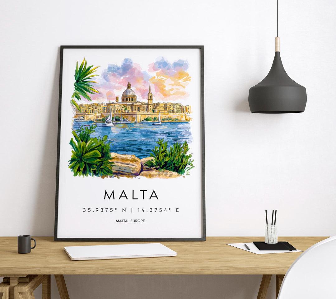 Malta Watercolor Poster Wall Art Malta Wall Hanging Home Décor Malta Gift Art Lovers Malta Wall Art